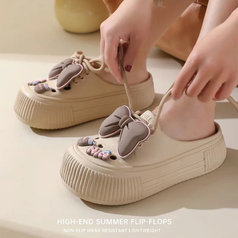 Women’s DIY Platform Sandals – Thick Sole EVA Clogs with Flowers