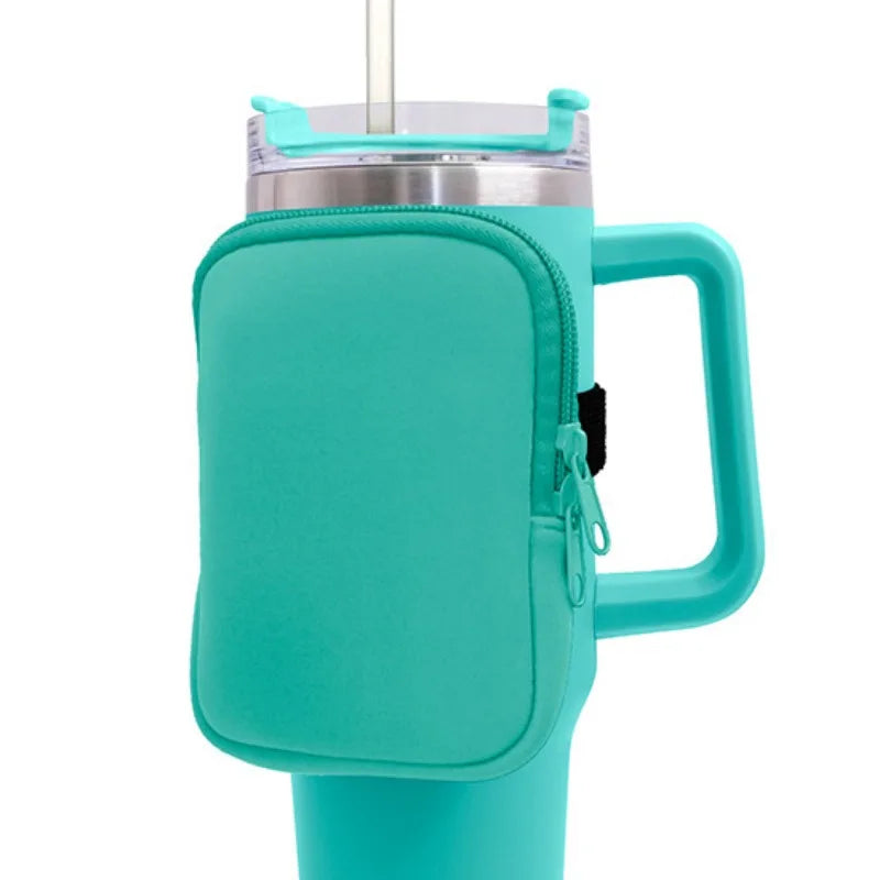 Water Bottle Pouch – Neoprene Caddy for 20/30/40oz Stanley Cup, Holds Cards & Essentials