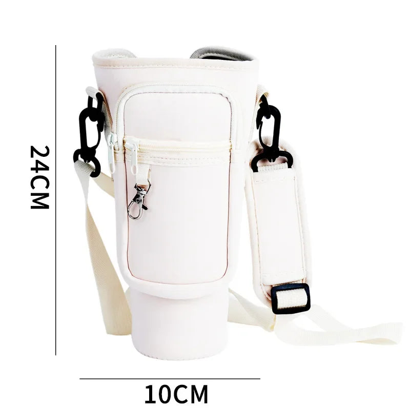 40oz Crossbody Cup Bag – Insulated Diving Fabric with Detachable Strap for Outdoor & Travel