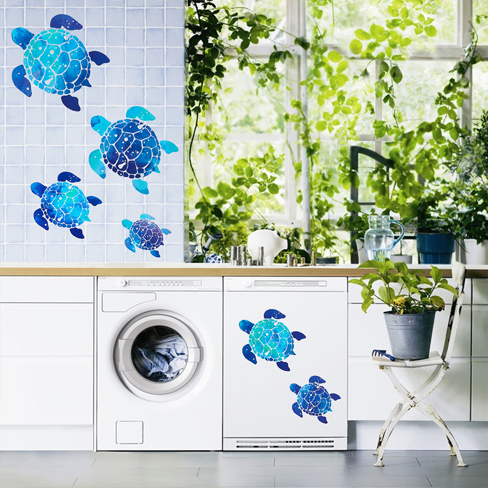 2 Sets (12PCS) Sea Turtle Wall Stickers – Waterproof Ocean Decals