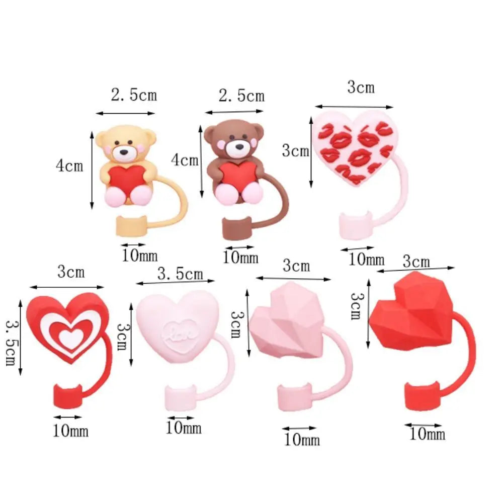 10mm Heart Straw Covers – Kawaii Anti-Spill Silicone Toppers for 30/40oz tumbler