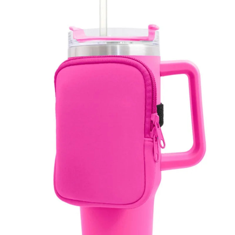 Water Bottle Pouch – Neoprene Caddy for 20/30/40oz Stanley Cup, Holds Cards & Essentials