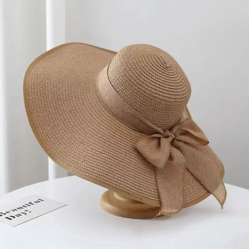 Wide Brim Straw Hat for Women – Retro French Summer Sun Hat