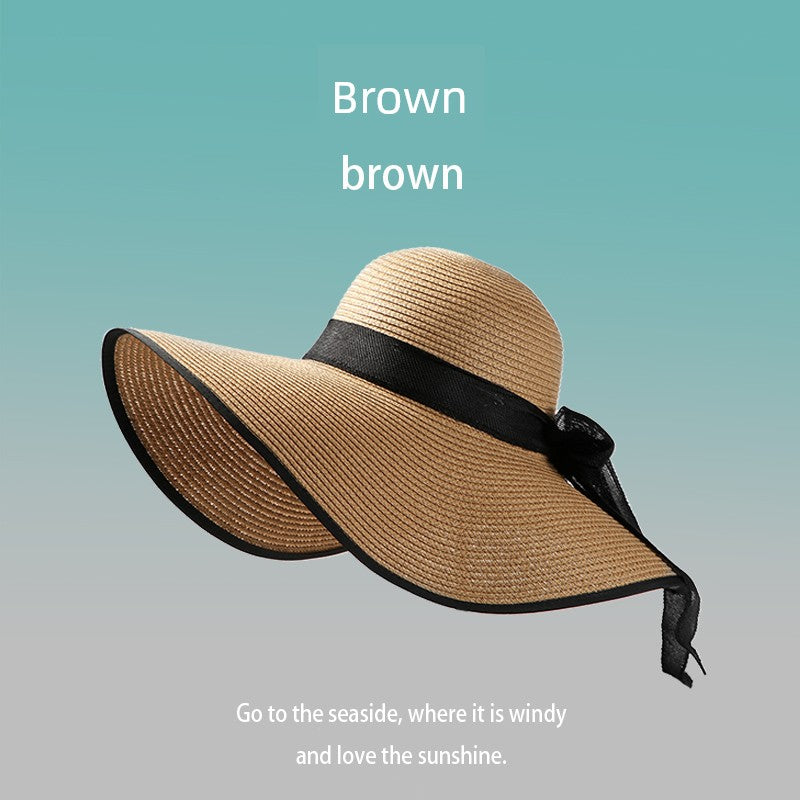 Summer Female Seaside Travel Easiest for Match Wide Brim Sun Straw Hat