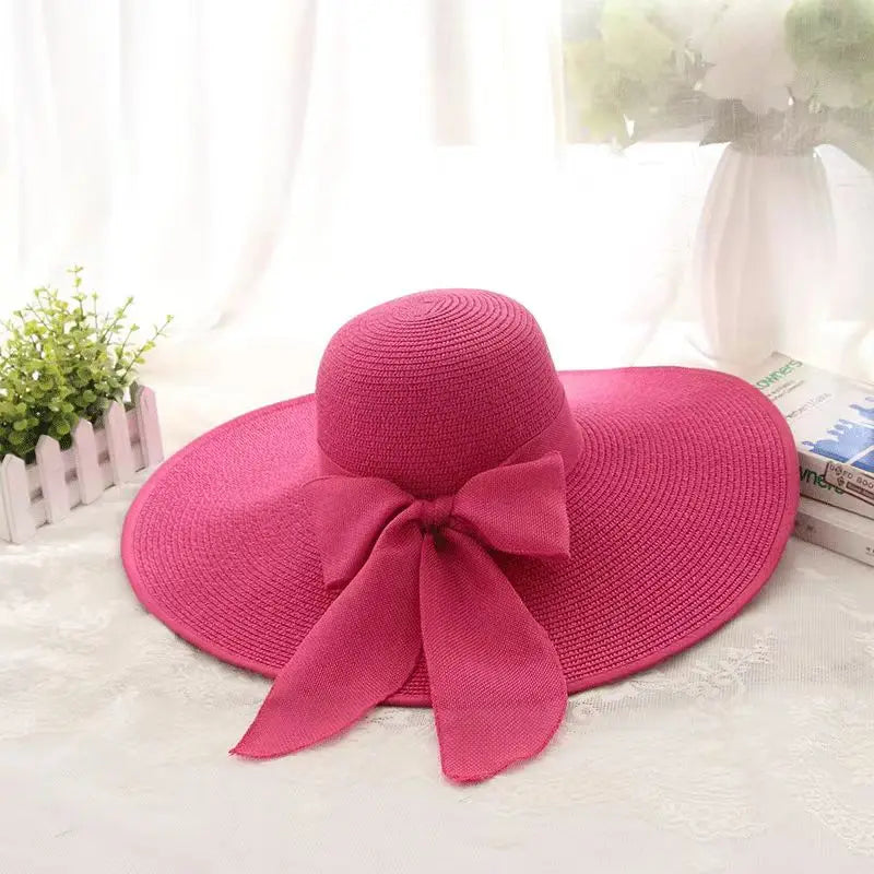 Wide Brim Straw Fedora Hat for Women – French Retro Summer Sun Hat