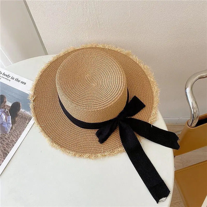 Japanese Style Hairy Edge Straw Beach Hat – Women's Summer Sun Protection Hat