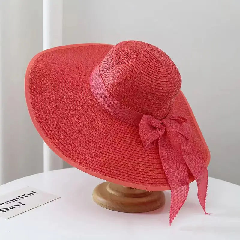 Wide Brim Straw Hat for Women – Retro French Summer Sun Hat