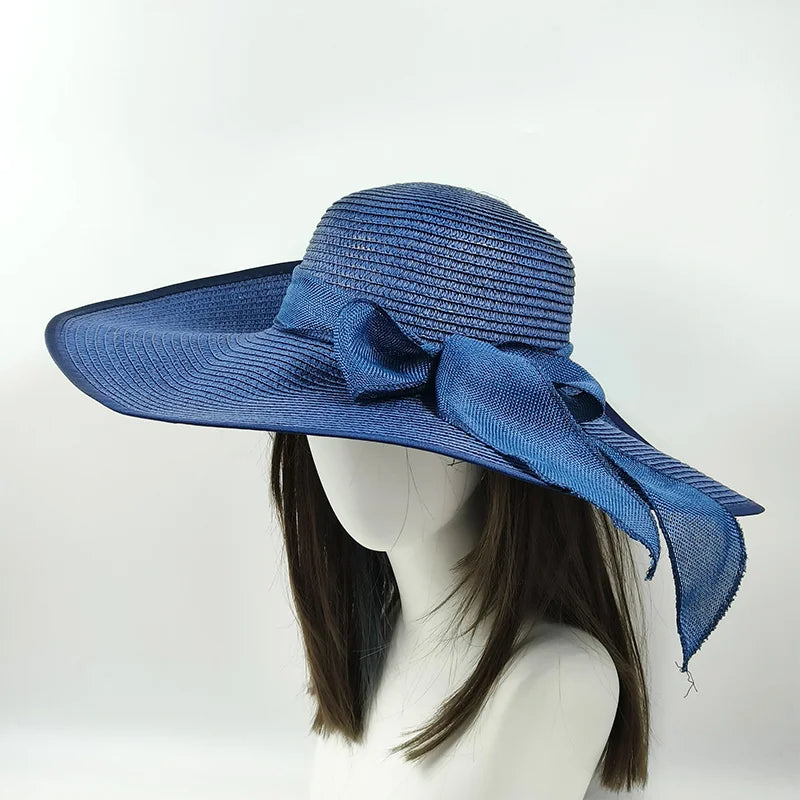 Wide Brim Straw Hat for Women – Retro French Summer Sun Hat