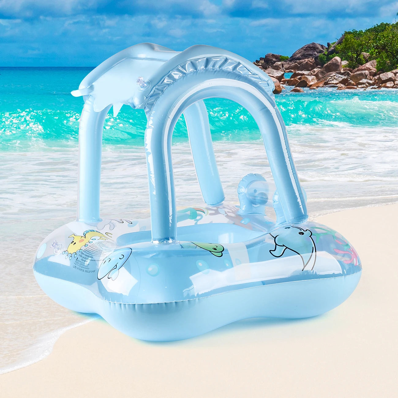 Ceeprints 1pc Baby Pool Float with Canopy – Safe & Fun Water Play