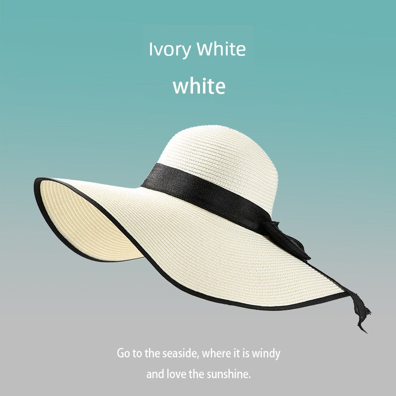 Summer Female Seaside Travel Easiest for Match Wide Brim Sun Straw Hat