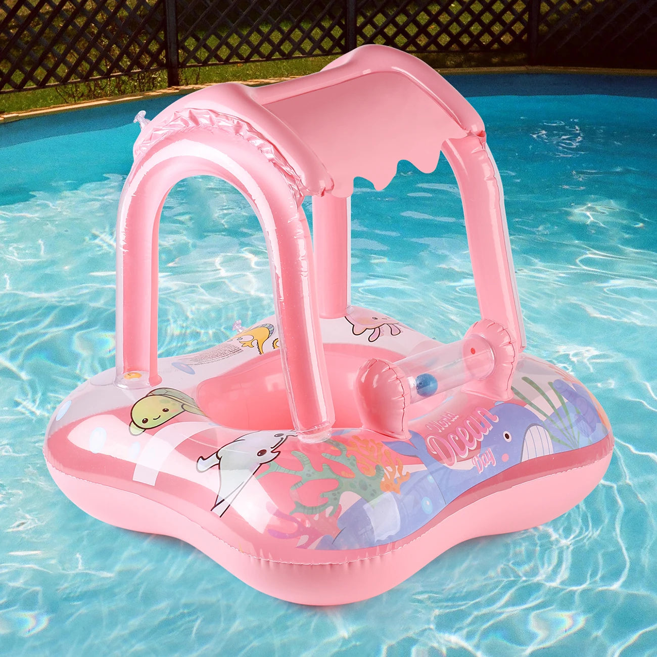 Ceeprints 1pc Baby Pool Float with Canopy – Safe & Fun Water Play