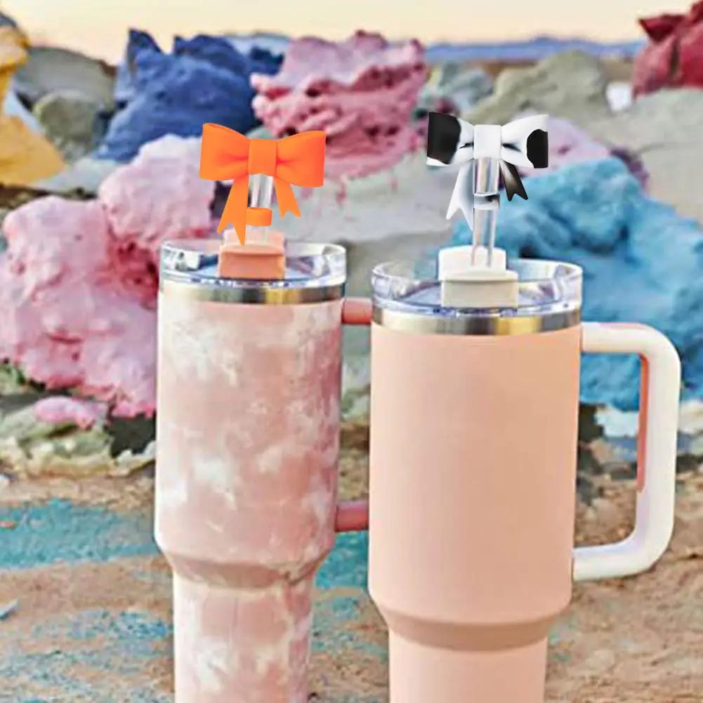 Lovely Bow Straw Covers – Reusable Silicone Toppers for 30/40oz Tumbler