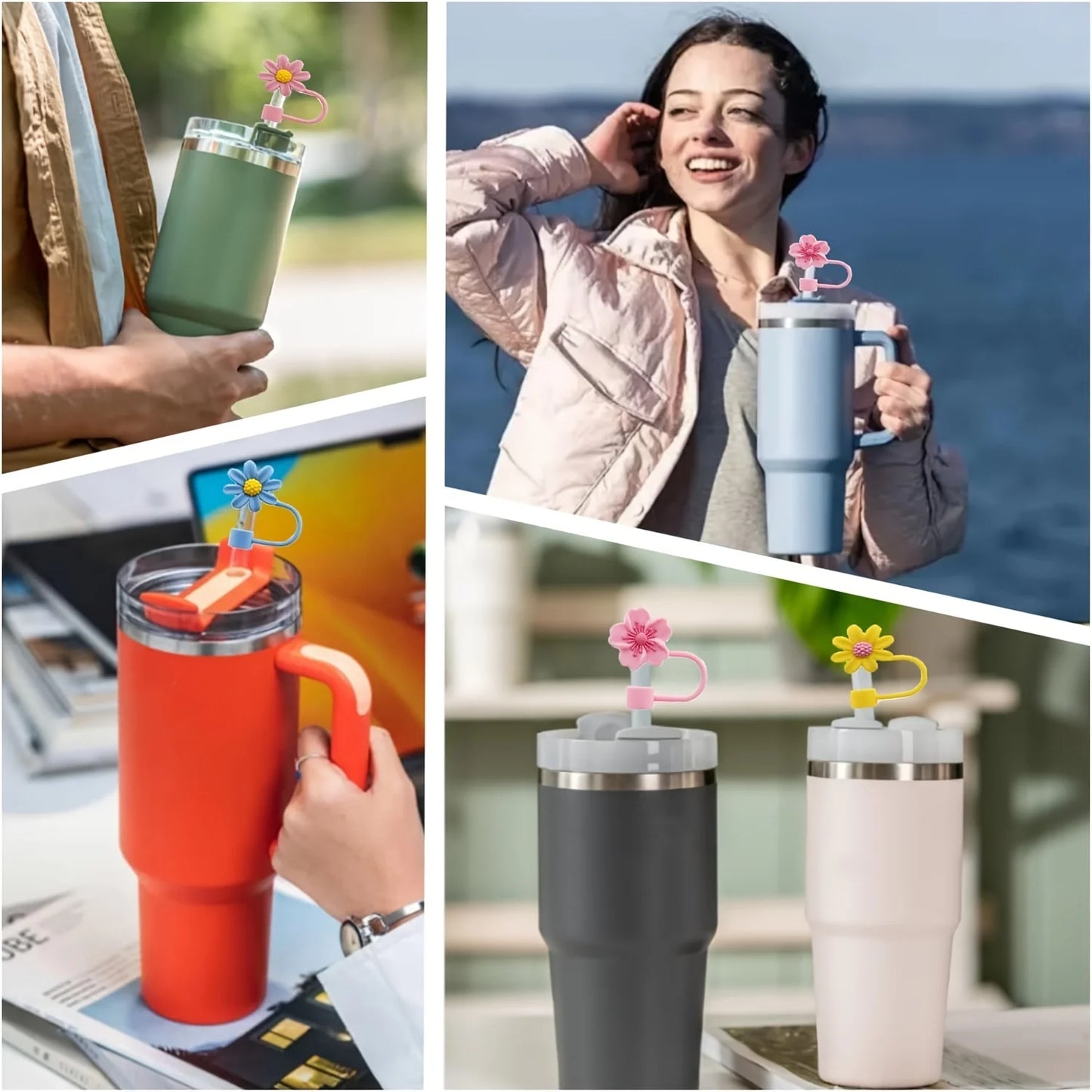 Flower Silicone Straw Covers – Cute Dust Caps for Tumbler Straw Tips