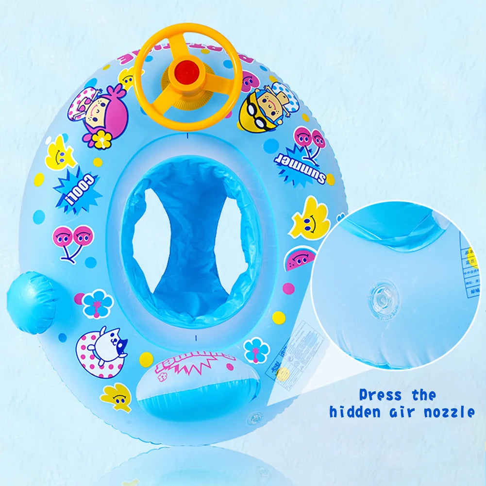 Ceeprints Baby Inflatable Swimming Ring with Sunshade