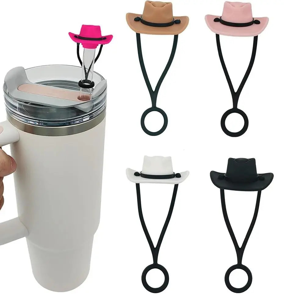 Silicone Cowboy Hat Straw Covers – Cap Compatible for 30/40oz Tumbler, Cowgirl Topper Lid Accessories