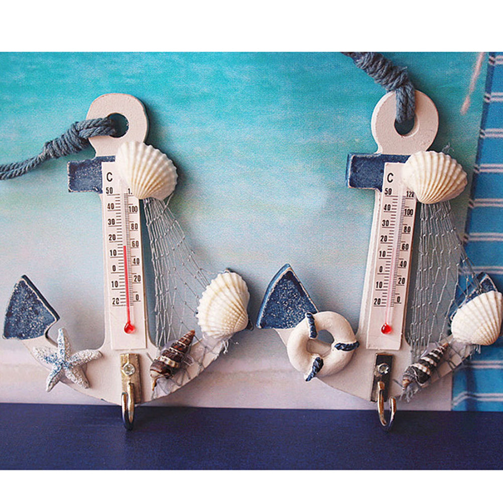 Wooden Anchor Thermometer – Nautical Wall Decor