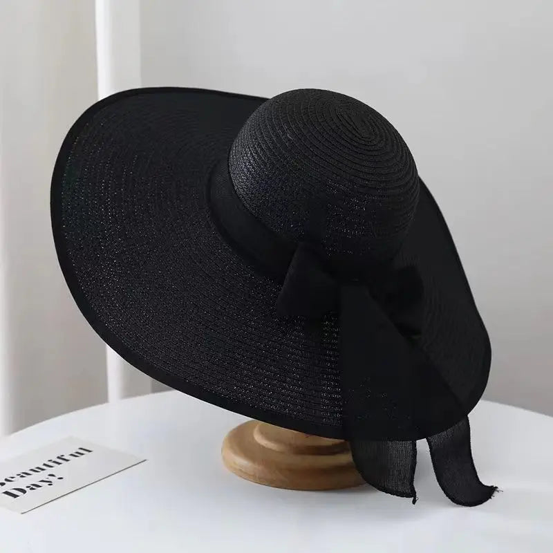 Wide Brim Straw Hat for Women – Retro French Summer Sun Hat
