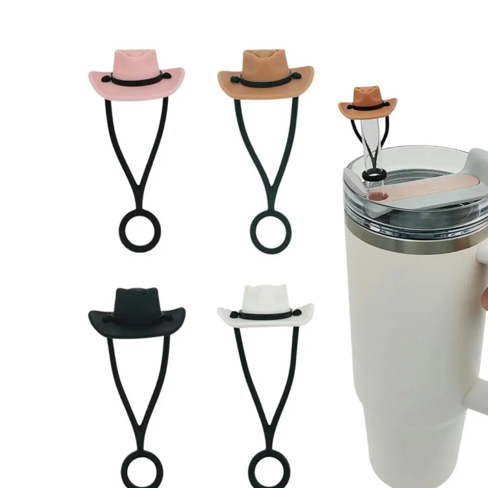 Silicone Cowboy Hat Straw Covers – Cap Compatible for 30/40oz Tumbler, Cowgirl Topper Lid Accessories