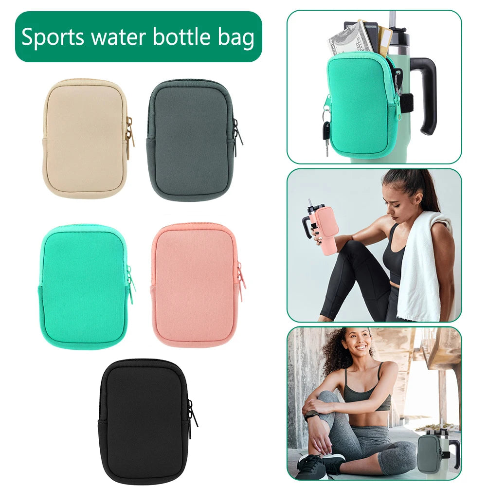 Water Bottle Pouch – Neoprene Caddy for 20/30/40oz Stanley Cup, Holds Cards & Essentials