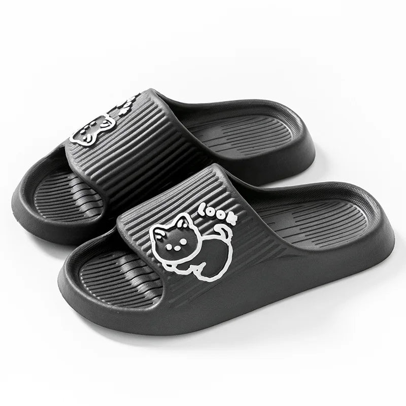 Women’s Summer Cat Cartoon Slippers – Non-Slip Platform Sandals