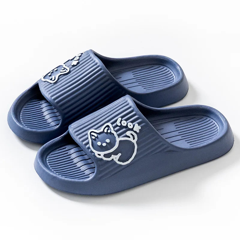 Women’s Summer Cat Cartoon Slippers – Non-Slip Platform Sandals