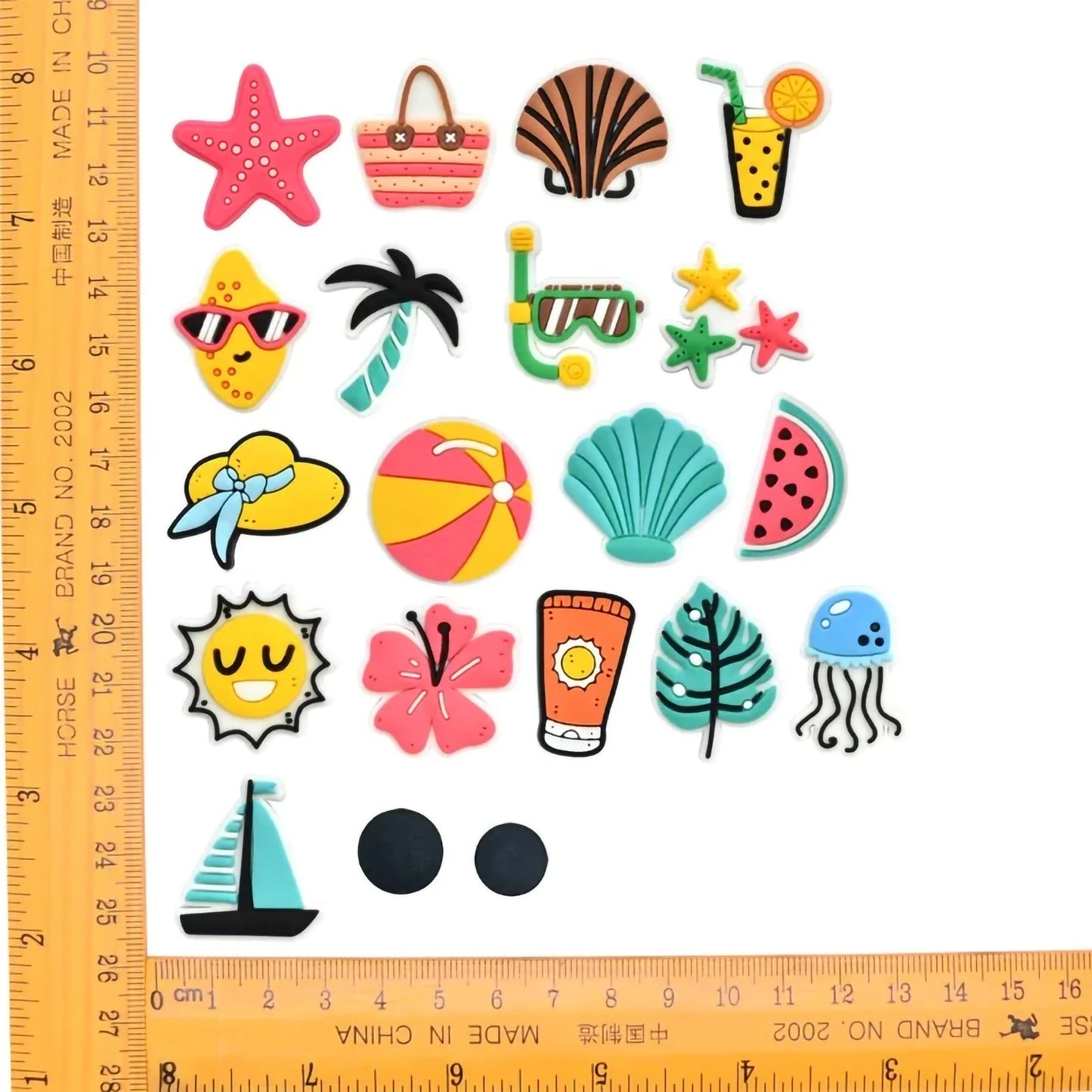 18PCS Summer Bag Charms – Random Rubber Buckles for Beach Totes