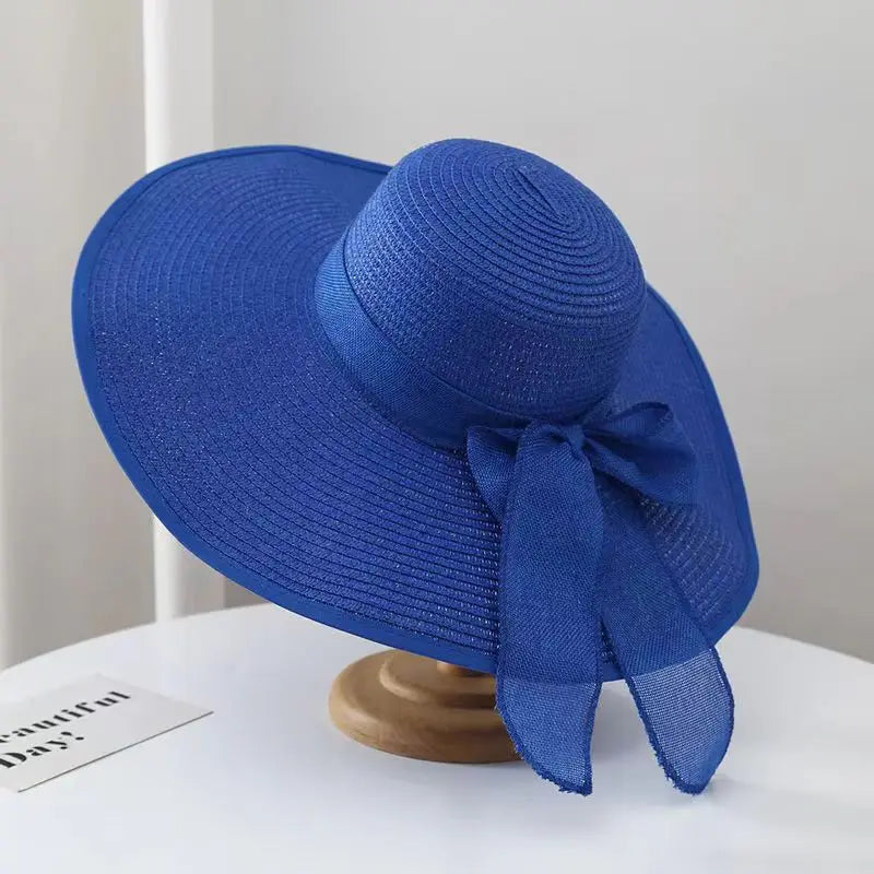 Wide Brim Straw Hat for Women – Retro French Summer Sun Hat