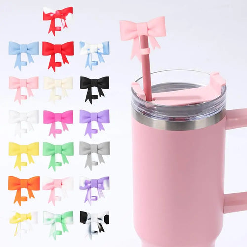 Lovely Bow Straw Covers – Reusable Silicone Toppers for 30/40oz Tumbler