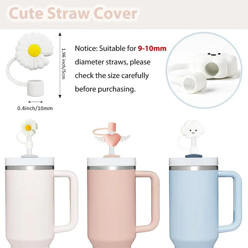 9PCS Tumbler Accessory Set – 6 Spill-Proof Stoppers, 2 Straw Covers, 1 Silicone Boot