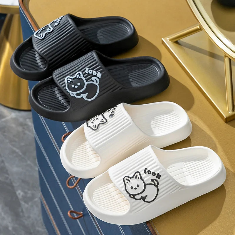 Women’s Summer Cat Cartoon Slippers – Non-Slip Platform Sandals