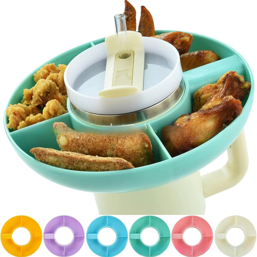 3/4-Grid Snack Bowl – Partitioned Tray for 40oz Tumbler with Handle