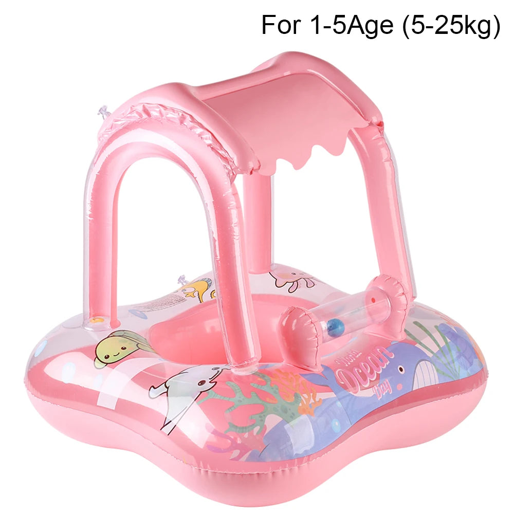 Ceeprints 1pc Baby Pool Float with Canopy – Safe & Fun Water Play