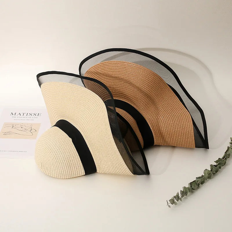 Elegant Veil Netting Sun Hat – Wide Brim Kentucky Derby & Beach Hat