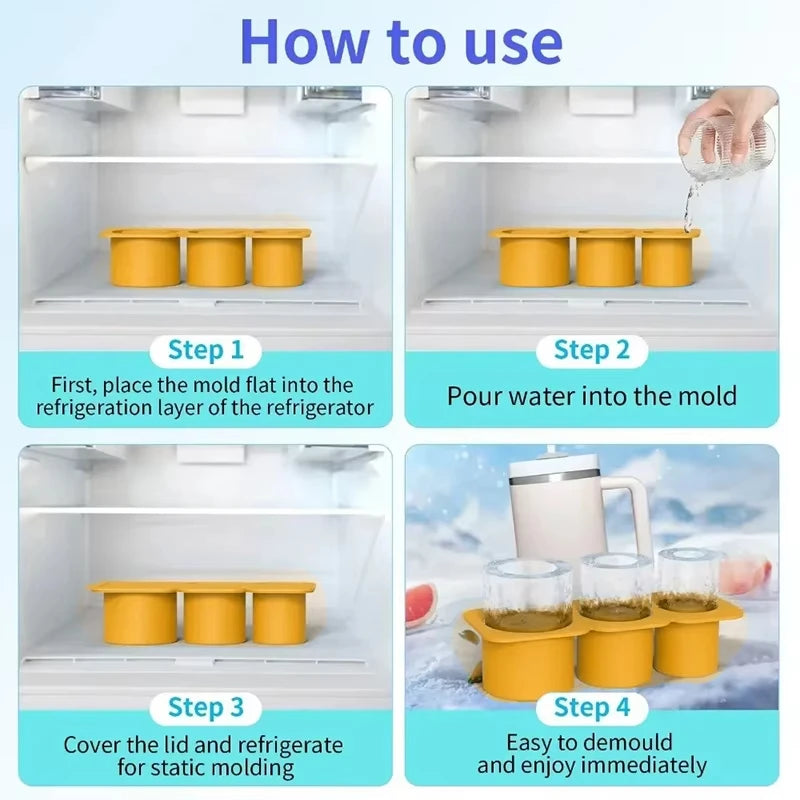 Silicone Ice Mold with Lid – Cylinder Shape for Tumblers, Freezer Bin for Drinks & Cocktails