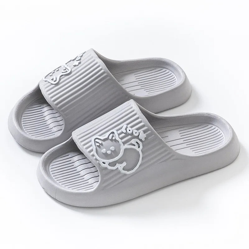 Women’s Summer Cat Cartoon Slippers – Non-Slip Platform Sandals