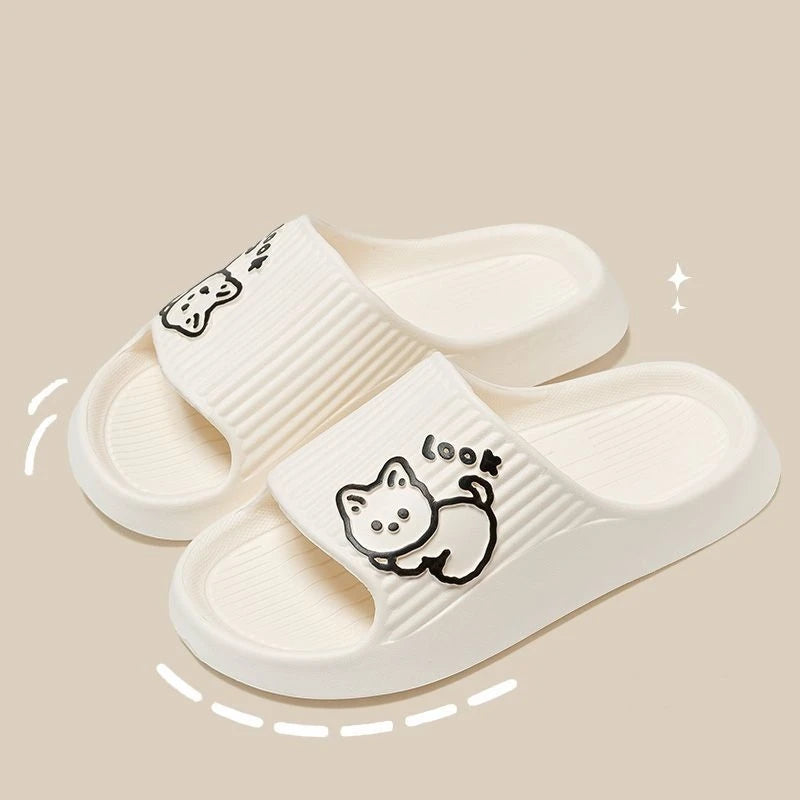 Women’s Summer Cat Cartoon Slippers – Non-Slip Platform Sandals