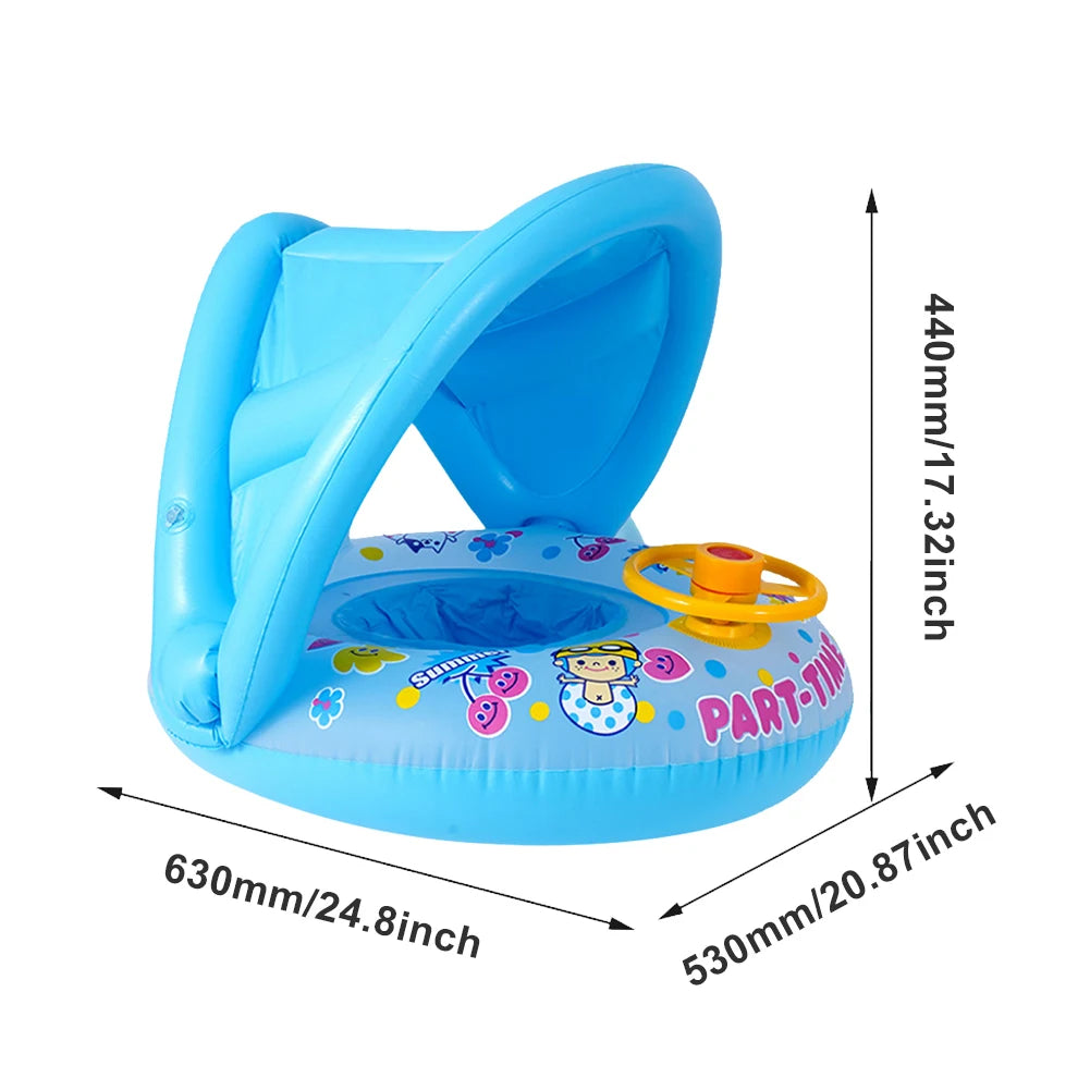 Ceeprints Baby Inflatable Swimming Ring with Sunshade