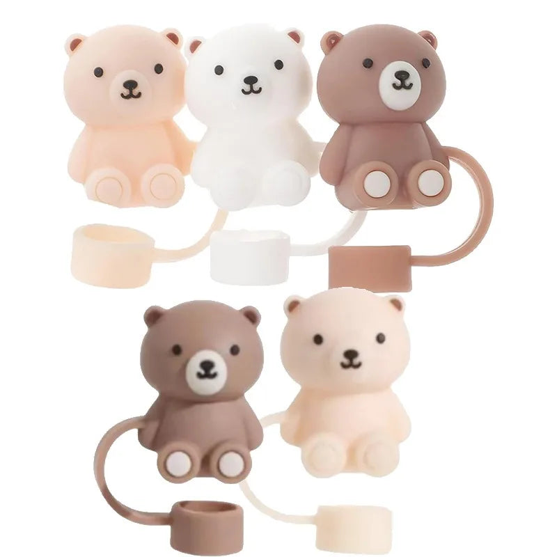 1PC Bear Straw Tip Cover – 10mm Dust-Proof Silicone Topper for 30/40oz Tumblers