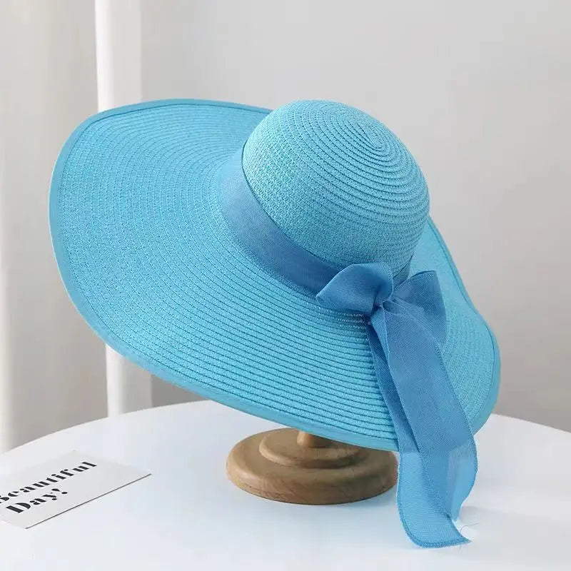 Wide Brim Straw Hat for Women – Retro French Summer Sun Hat