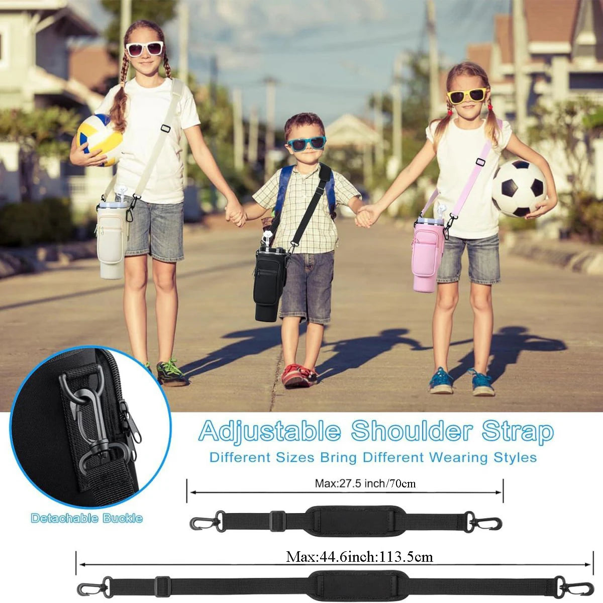 1/2/4PCS 40oz Water Bottle Carrier – Adjustable Strap Pouch for Thermos/Mugs