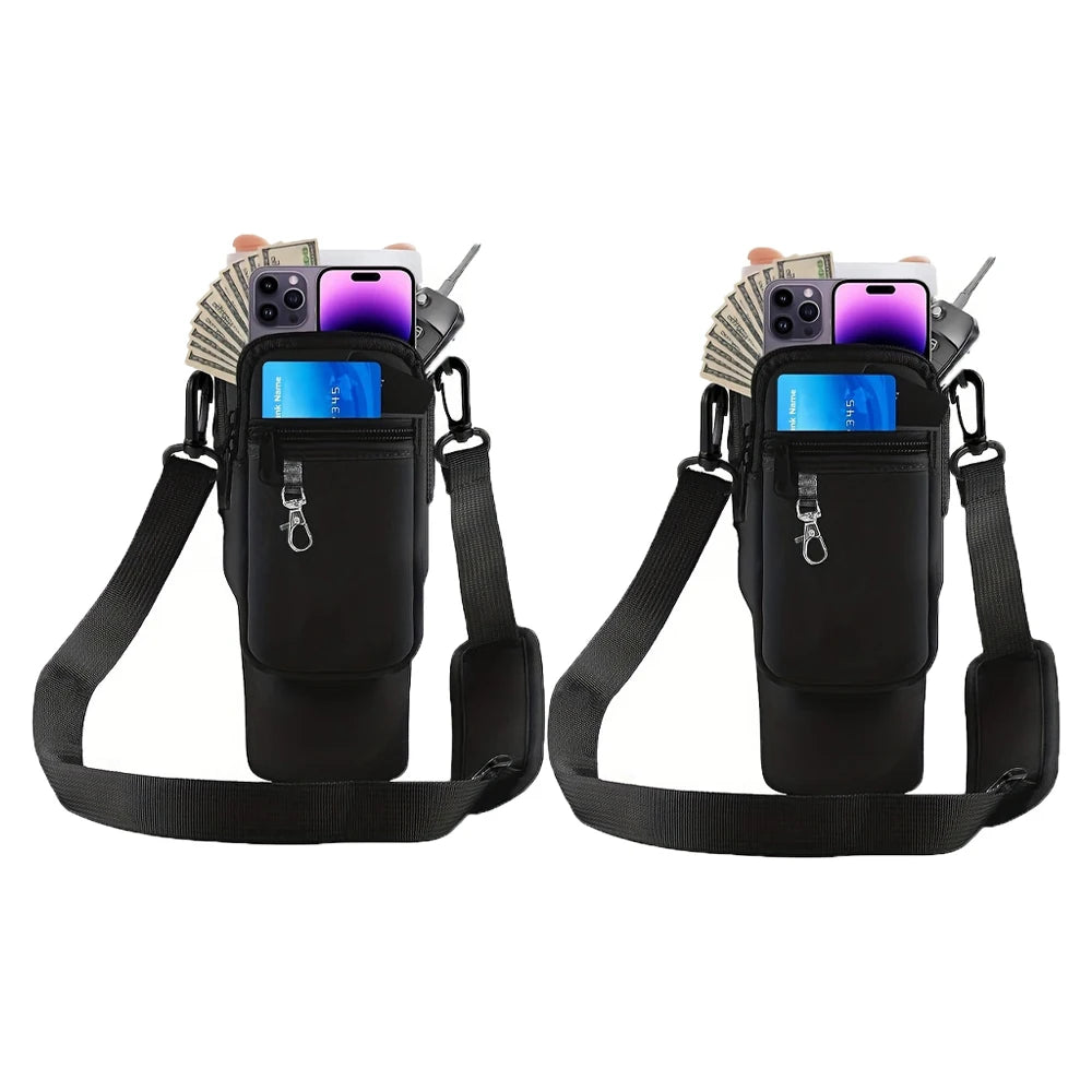 1/2/4PCS 40oz Water Bottle Carrier – Adjustable Strap Pouch for Thermos/Mugs