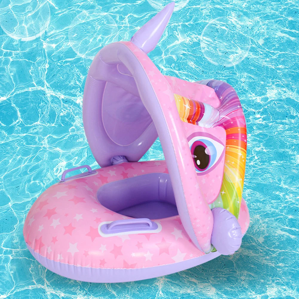 Ceeprints Baby Inflatable Swimming Ring with Sunshade