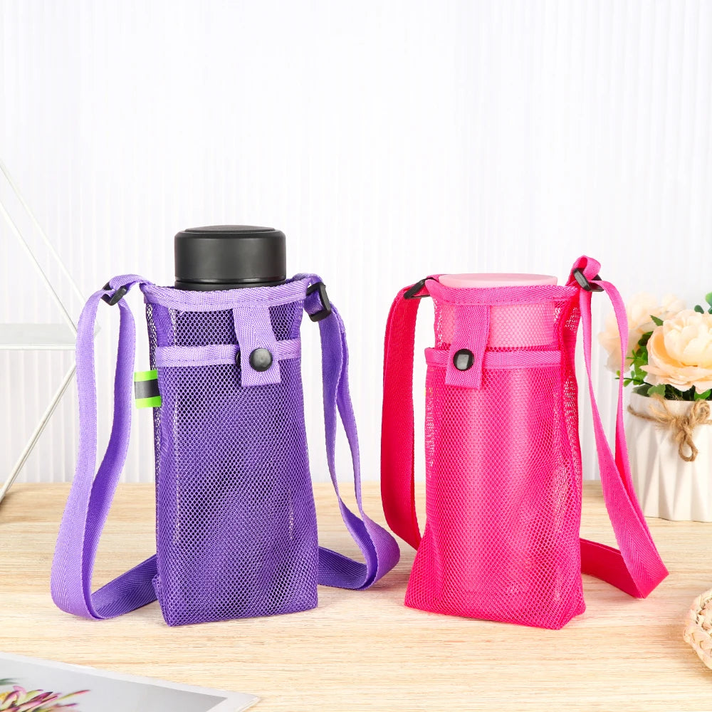 Sport Bottle Holder – Mesh Sleeve with Strap & Phone Pocket for Outdoor Use
