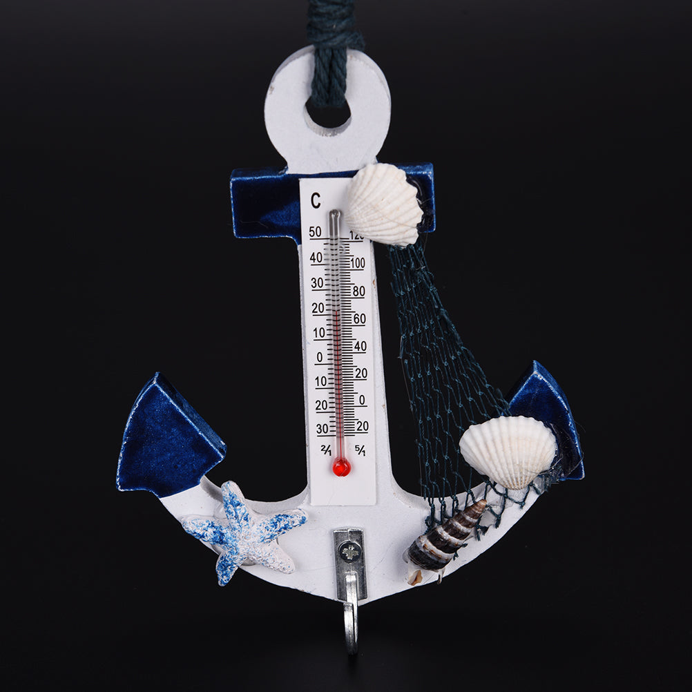 Wooden Anchor Thermometer – Nautical Wall Decor