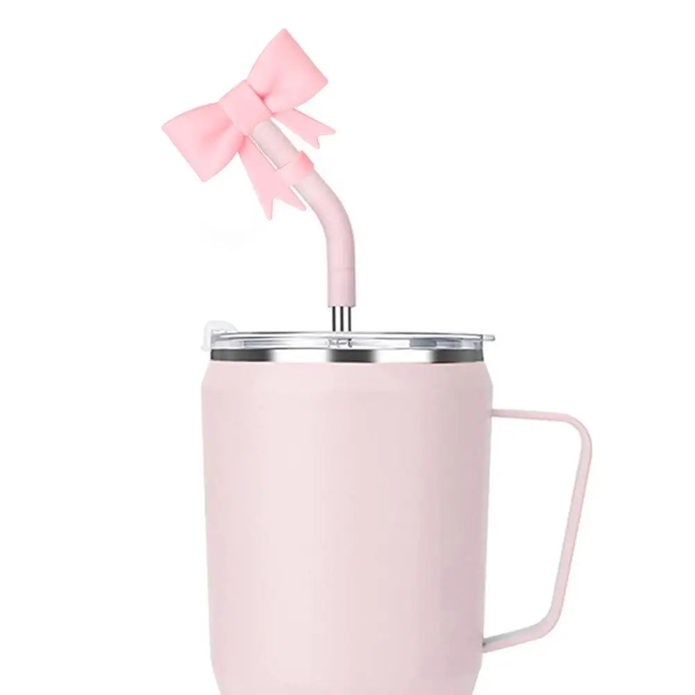 Lovely Bow Straw Covers – Reusable Silicone Toppers for 30/40oz Tumbler