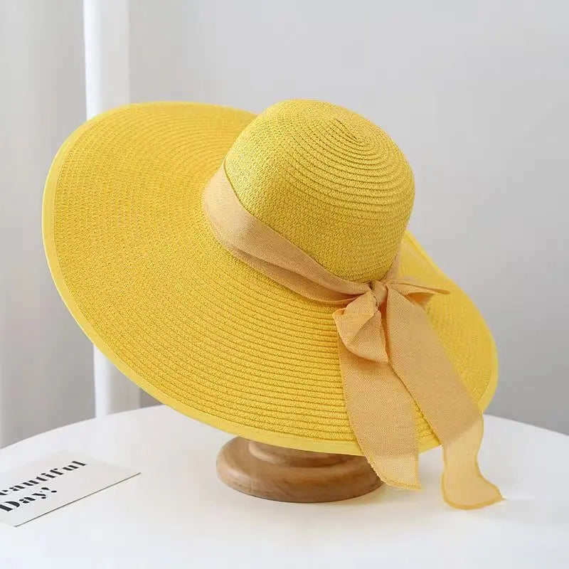 Wide Brim Straw Hat for Women – Retro French Summer Sun Hat