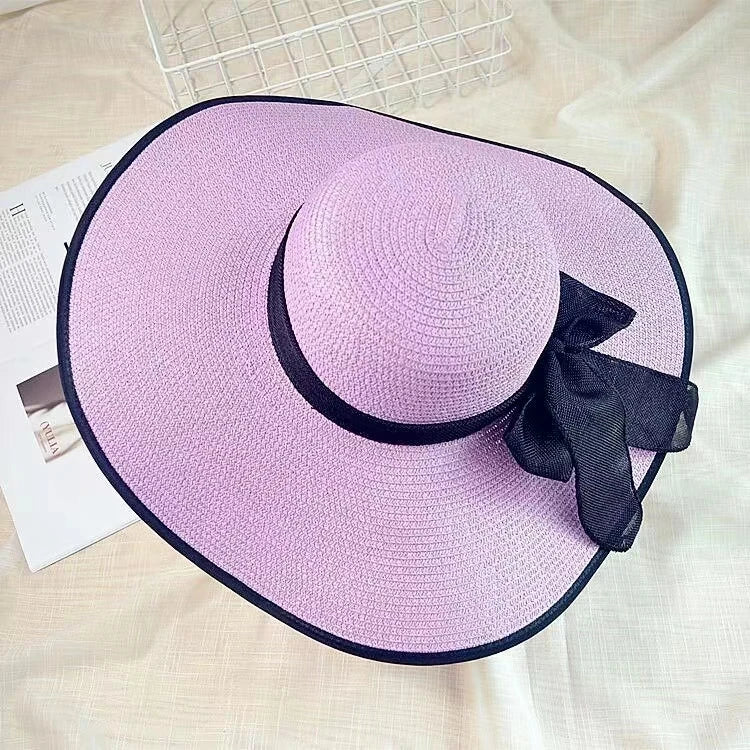 Wide Brim Straw Fedora Hat for Women – French Retro Summer Sun Hat