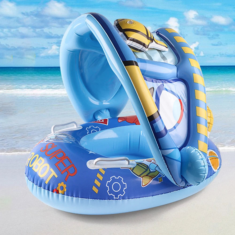 Ceeprints Baby Inflatable Swimming Ring with Sunshade