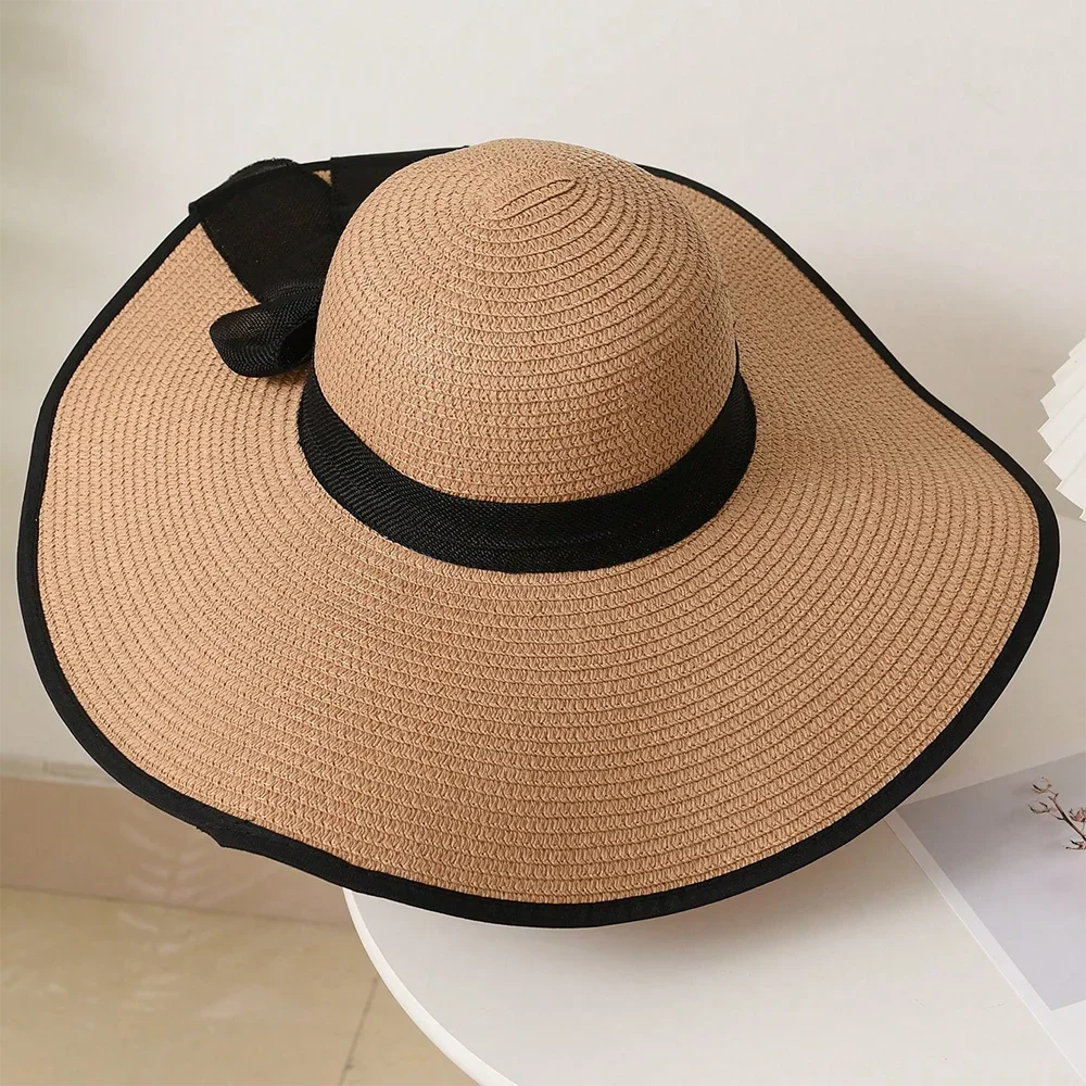 Women's Oversized Brim Straw Hat – Summer Sun Protection Beach Hat