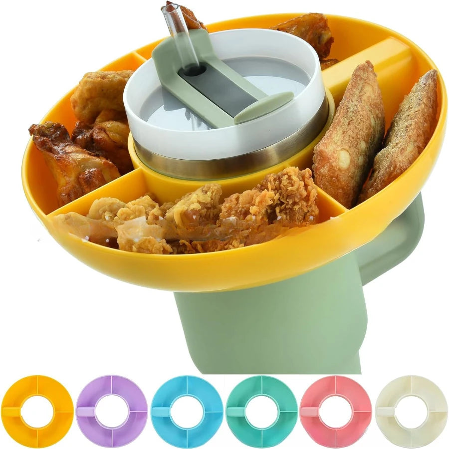 3/4-Grid Snack Bowl – Partitioned Tray for 40oz Tumbler with Handle